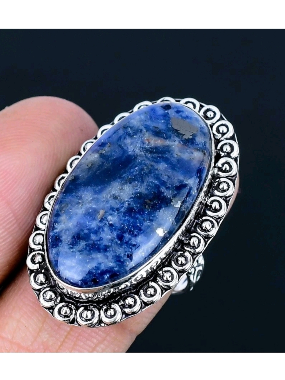 Sodalite Gemstone 925 Sterling Silver Handmade Ring